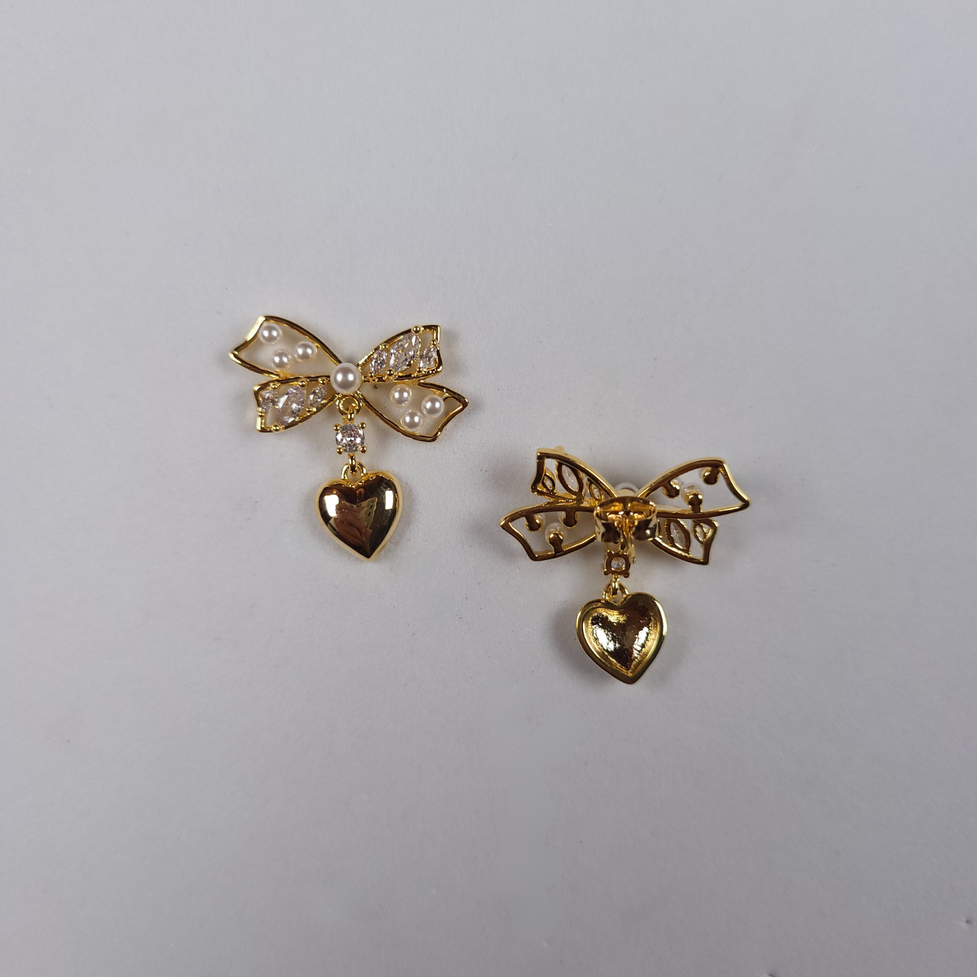 Bow Heart Drop Classic Earrings