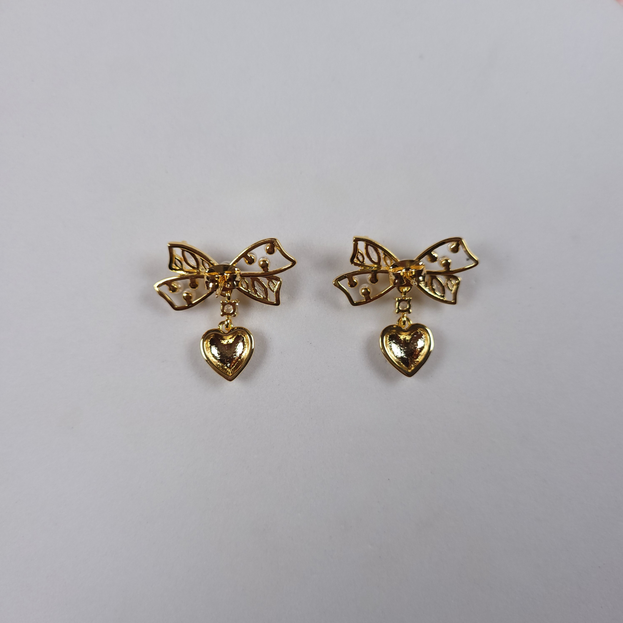 Bow Heart Drop Classic Earrings