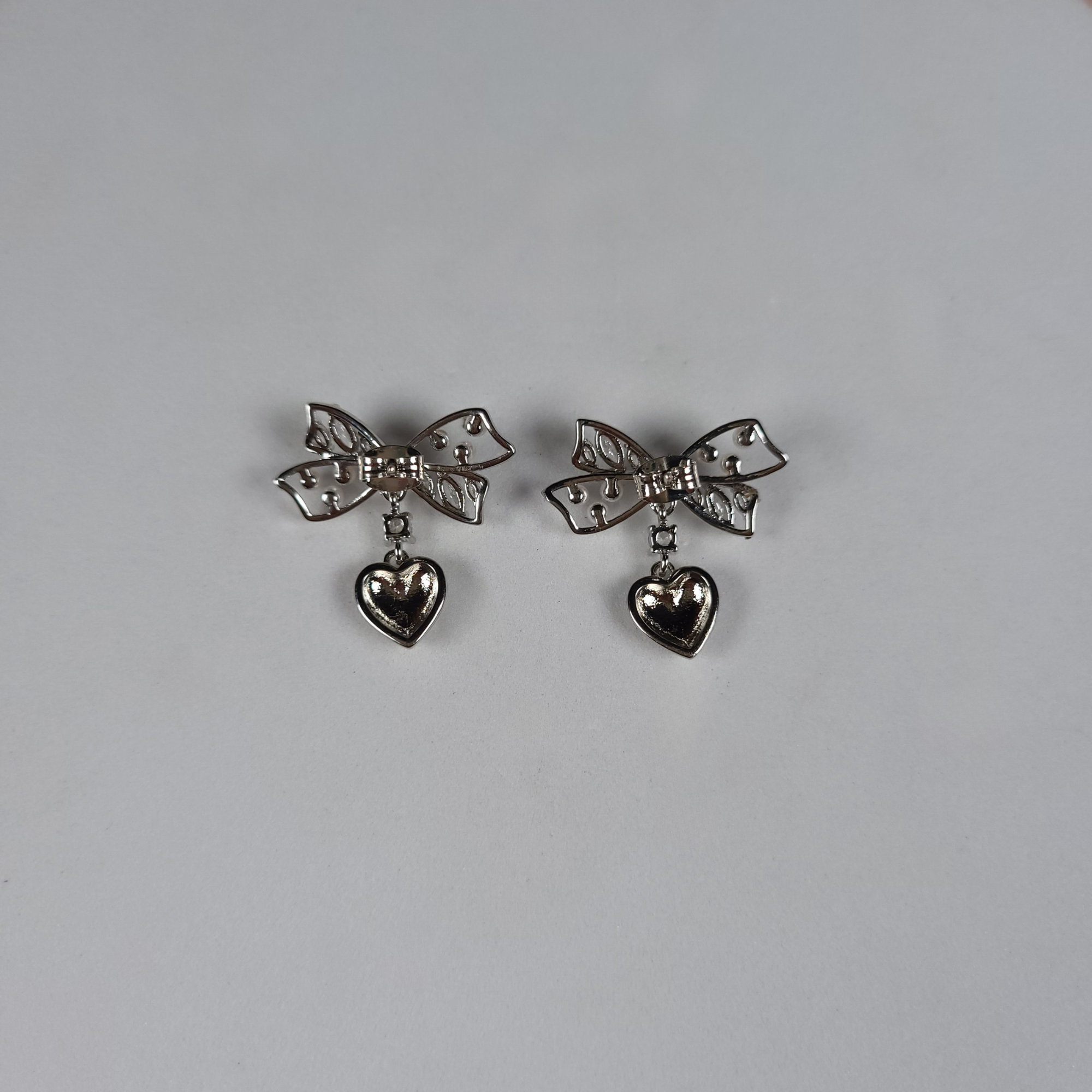 Bow Heart Drop Classic Earrings