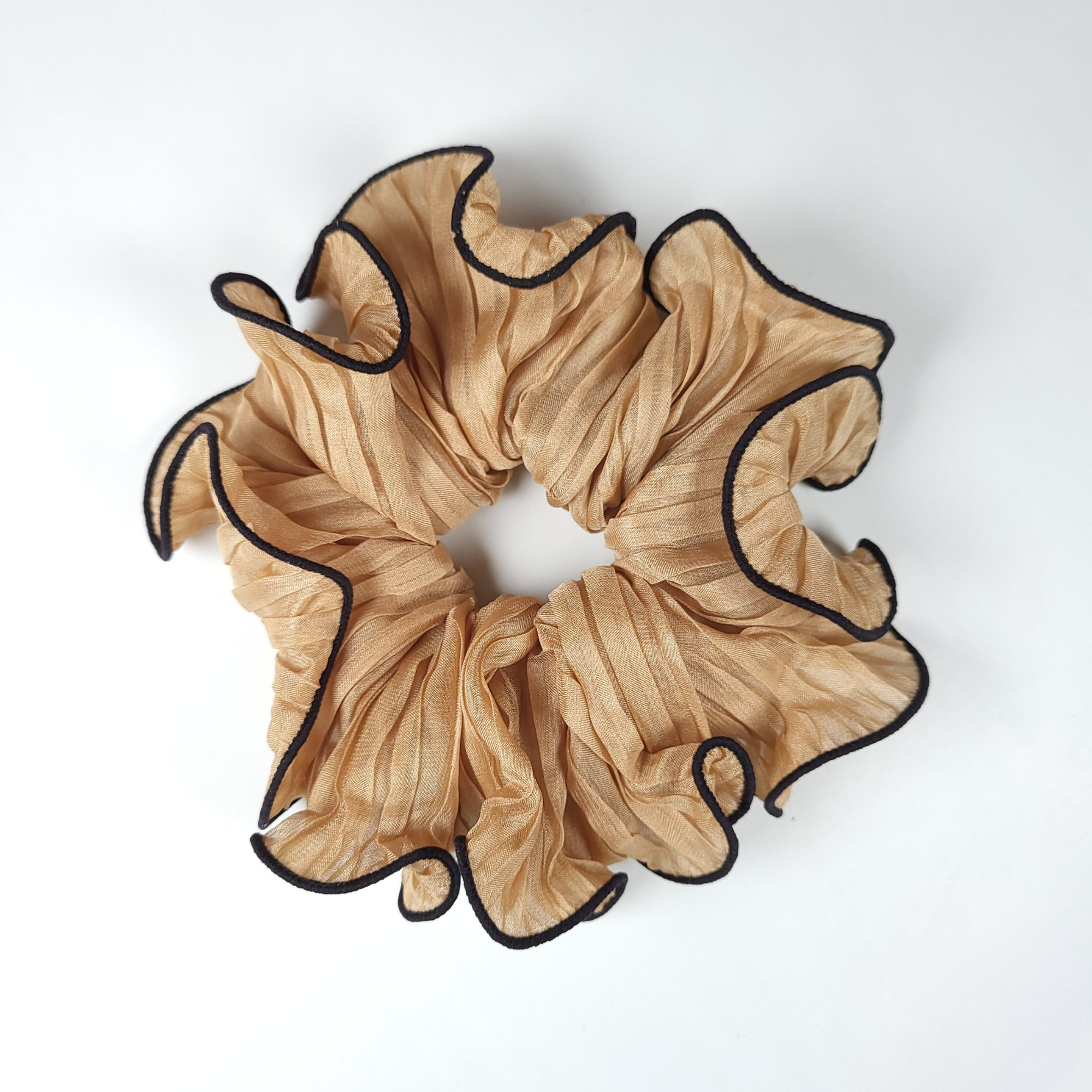 Classy Border Scrunchie Beige