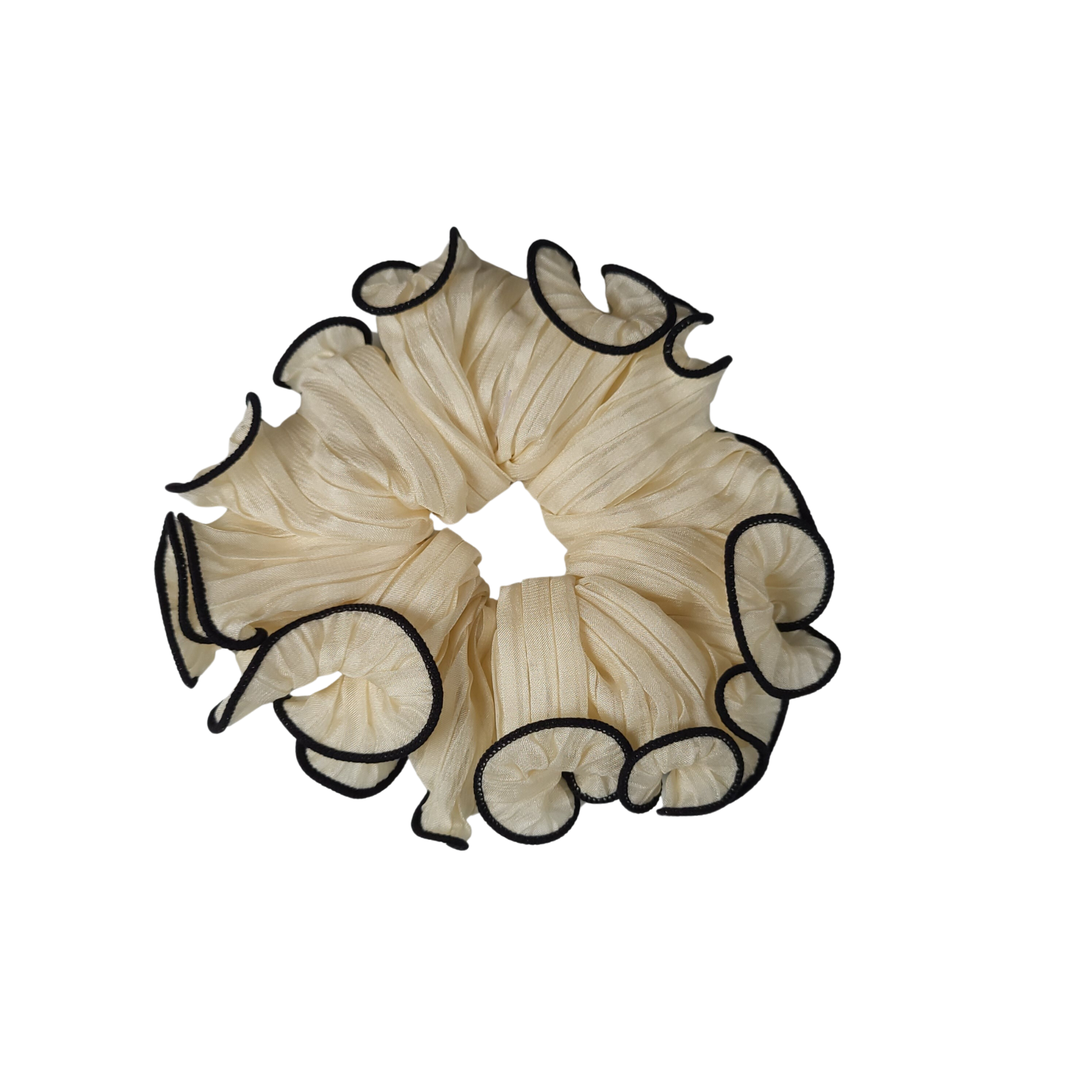 Classy Border Scrunchie Soft Beige