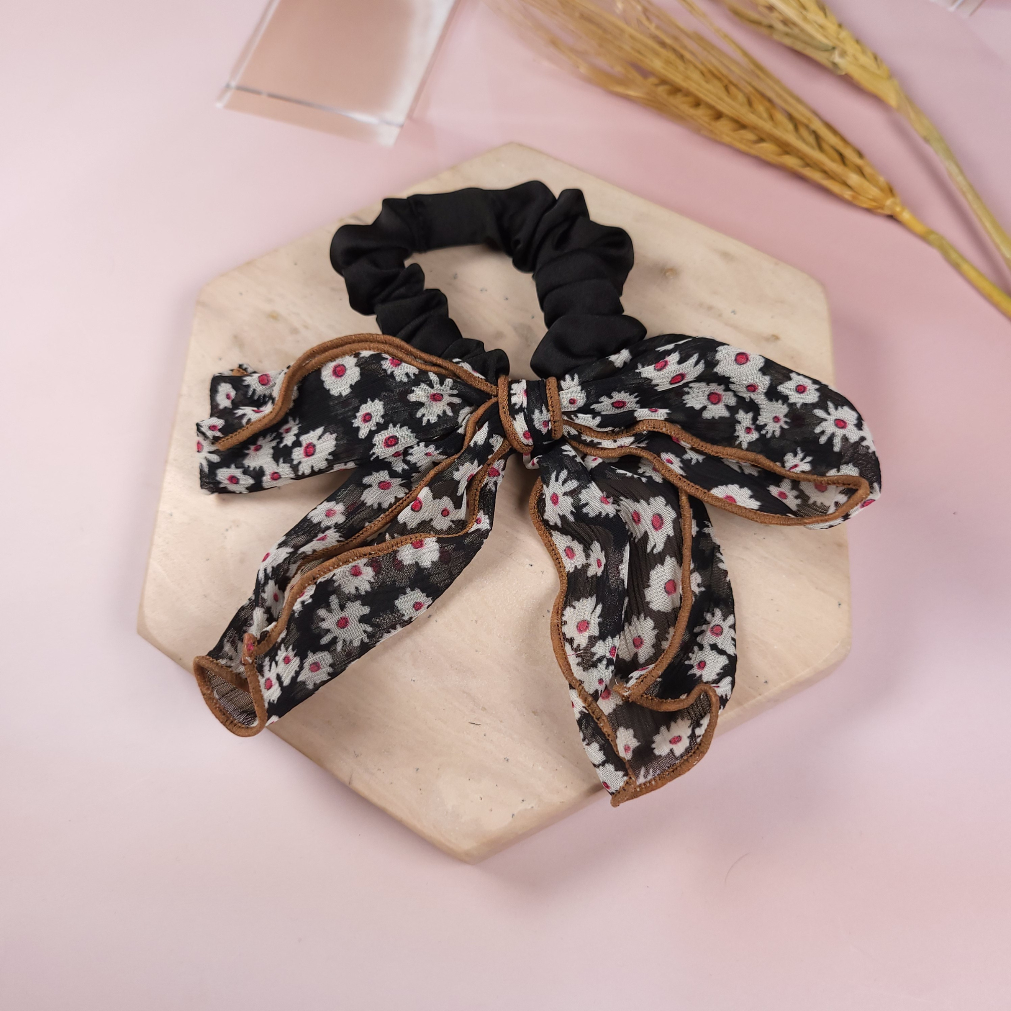 Floral Satin Scrunchie Fashion -Scrunchie