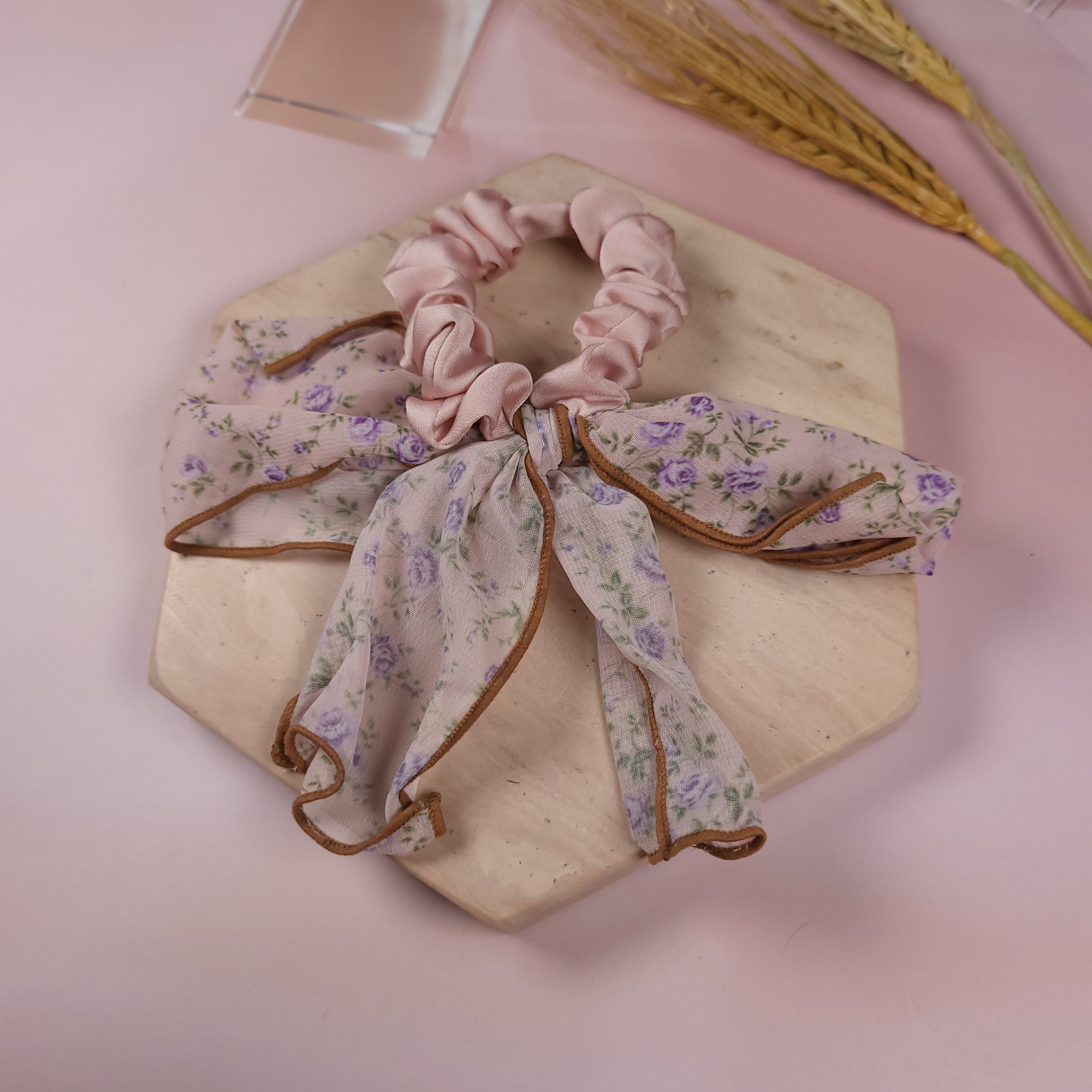 Floral Satin Scrunchie Fashion -Scrunchie