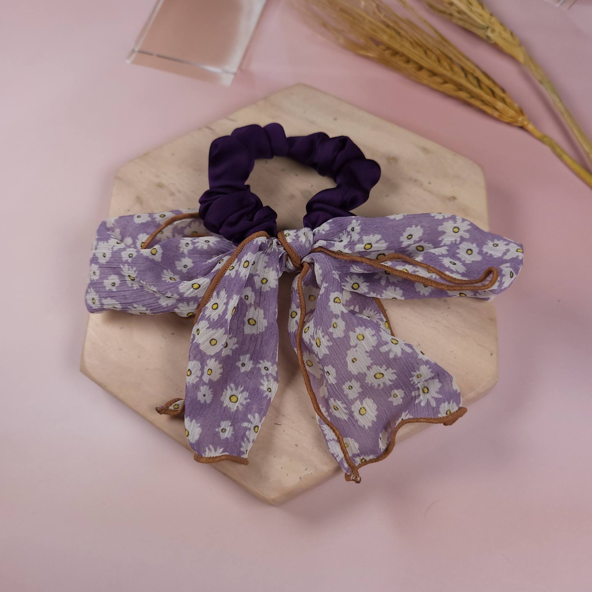 Floral Satin Scrunchie Fashion -Scrunchie