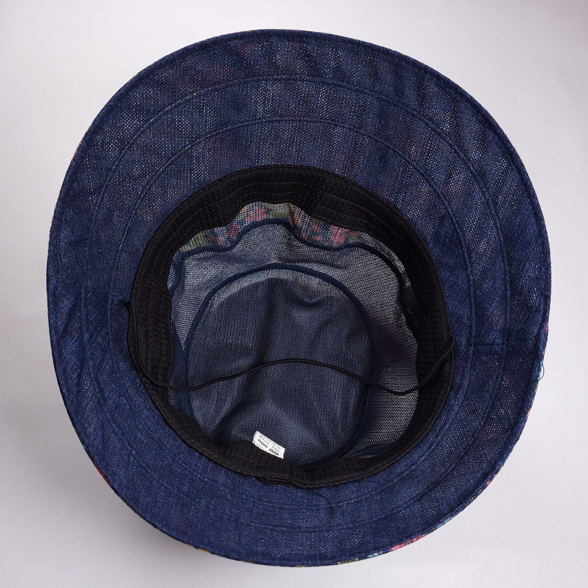 Flower Border Hat - Navy Blue 