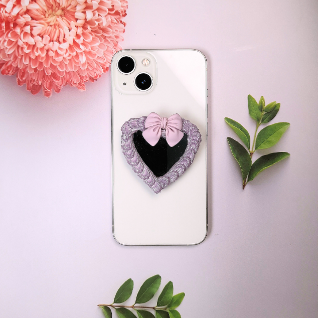 Heart mirror pop holder