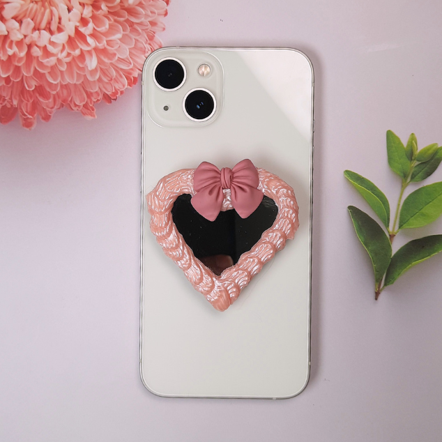 Heart mirror pop holder