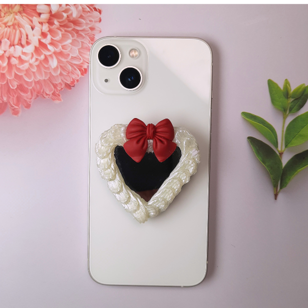 Heart mirror pop holder