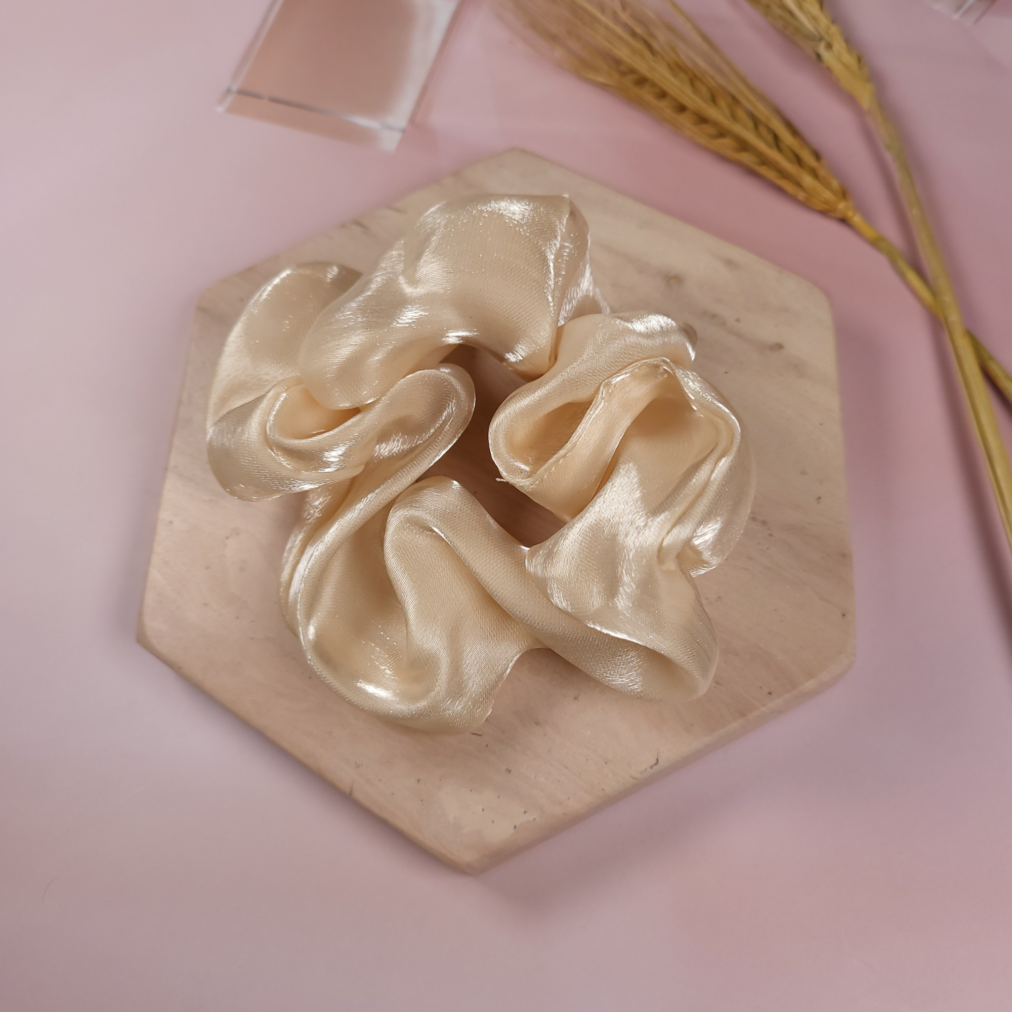 Lycra hair scrunchies Cream