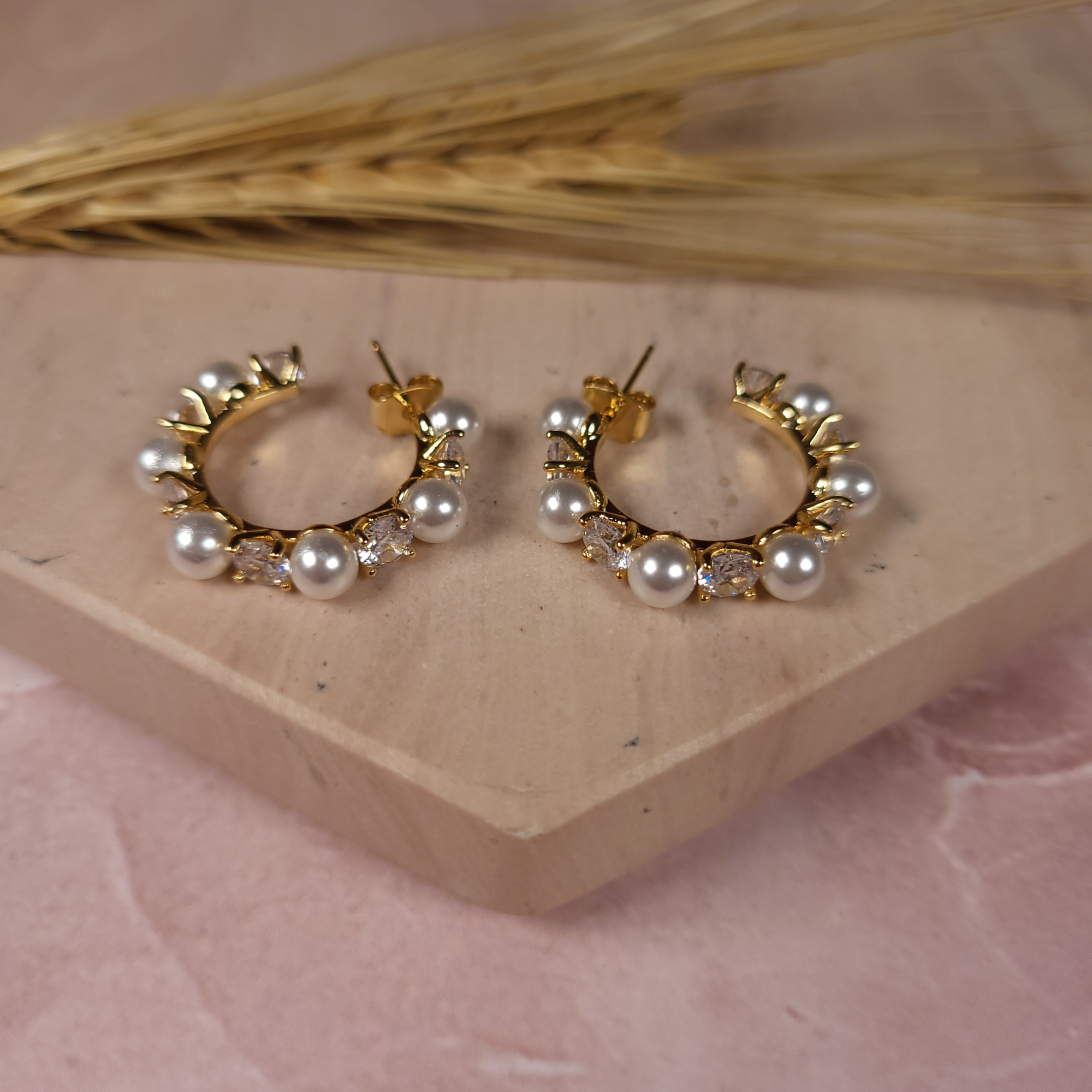 Pearl Beaded Hoop Classic Earrings