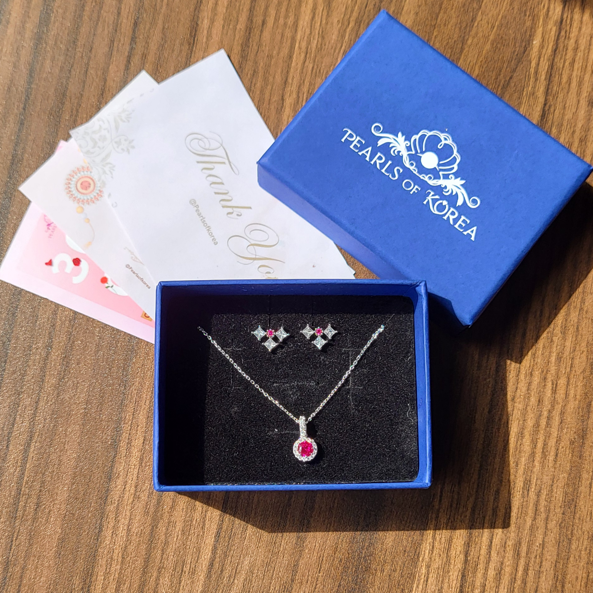 Redmoon Silver Stone Pendant and Earrings Gift Box