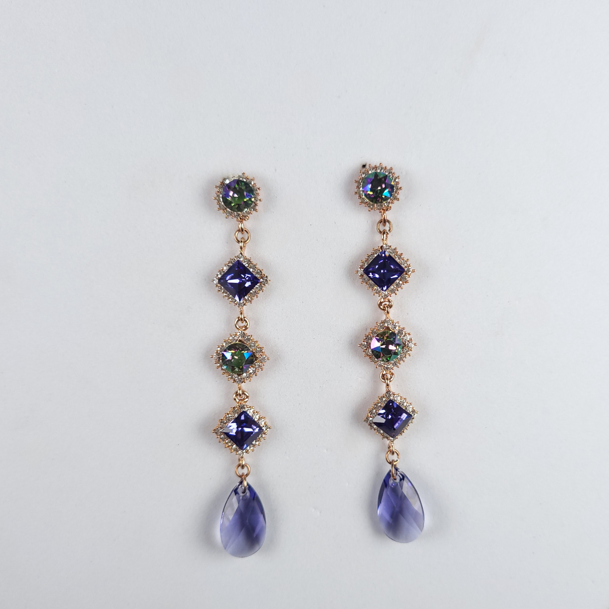 Spectacular Swarovski Crystal Earrings Deep Blue