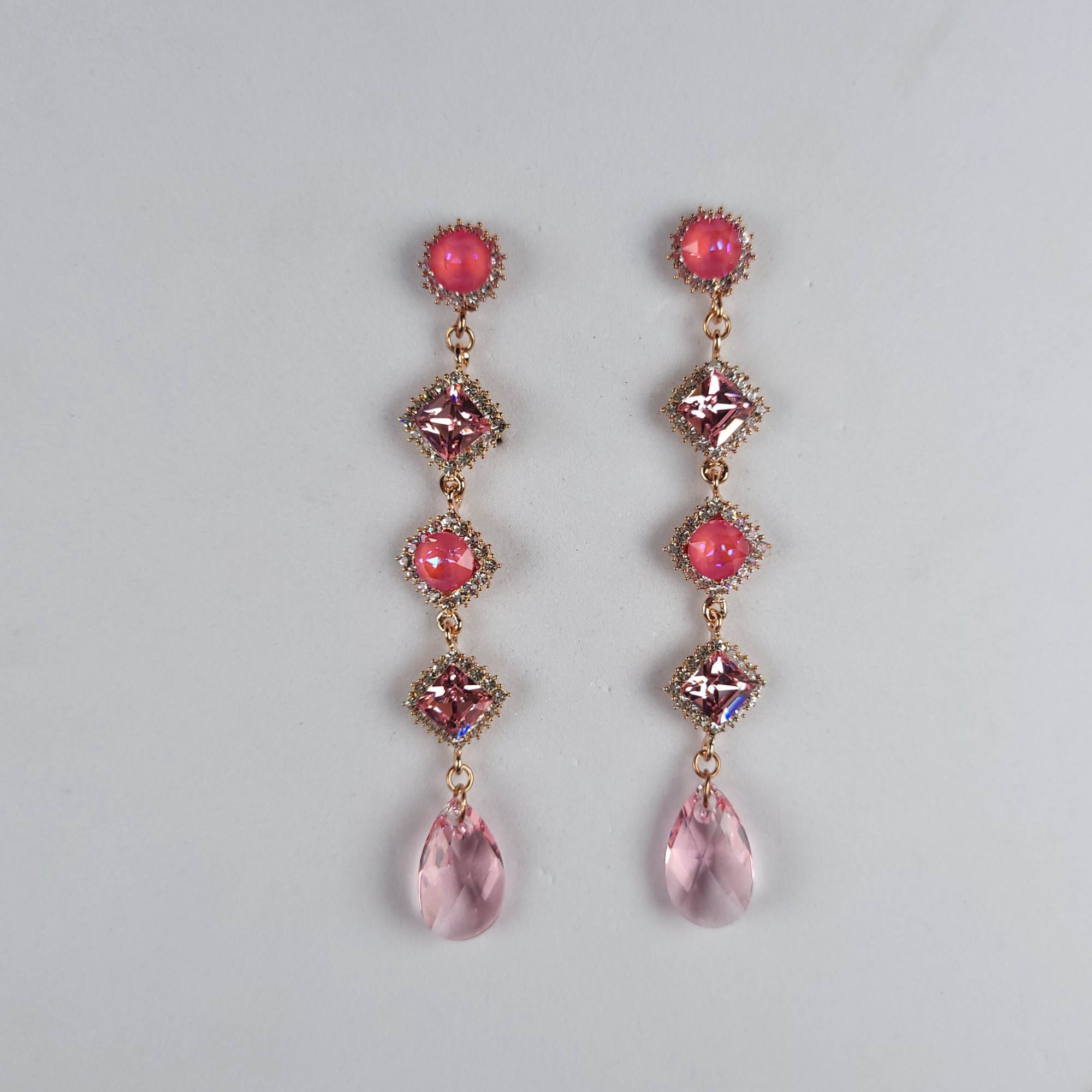 Spectacular Swarovski Crystal Earrings Pink