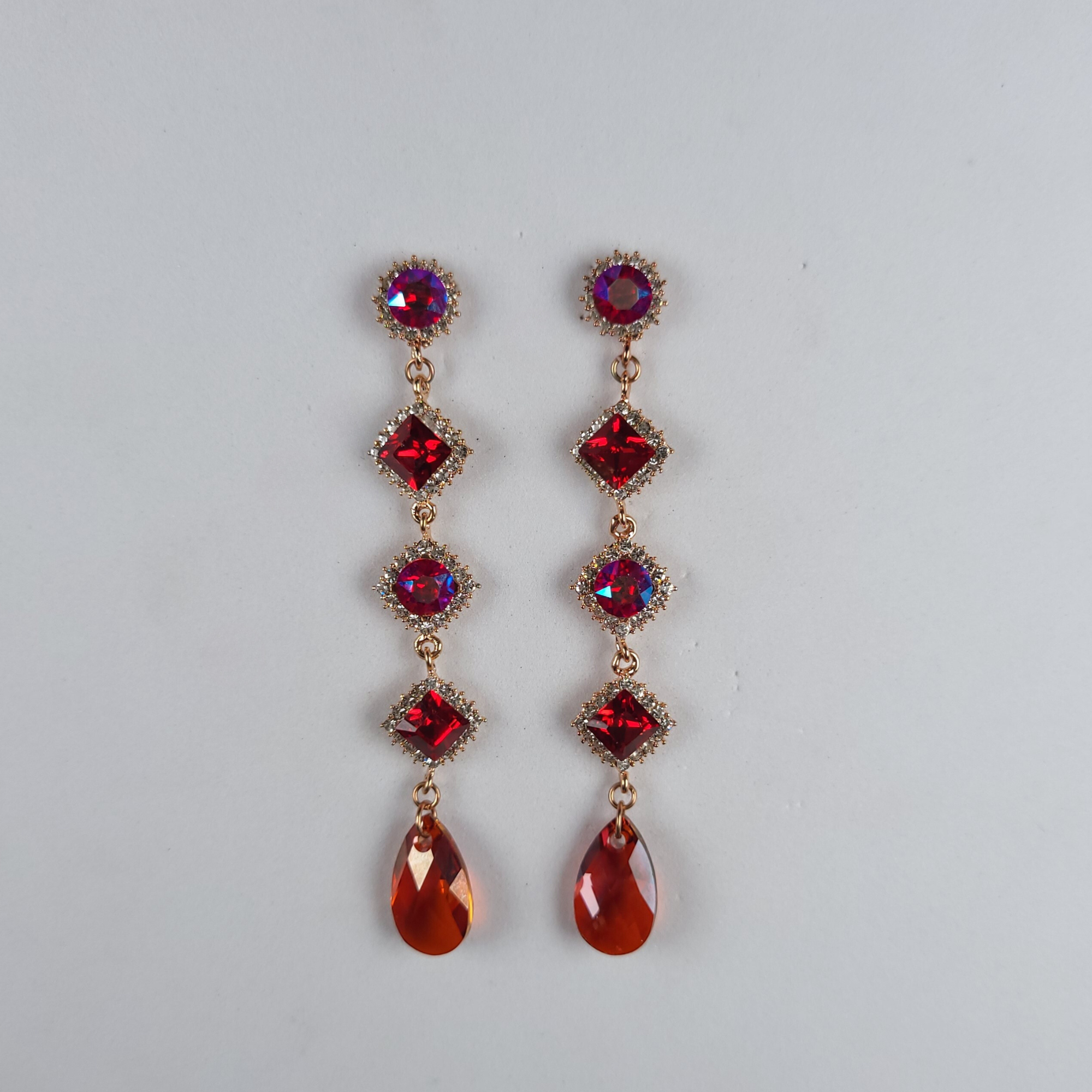 Spectacular Swarovski Crystal Earrings Red