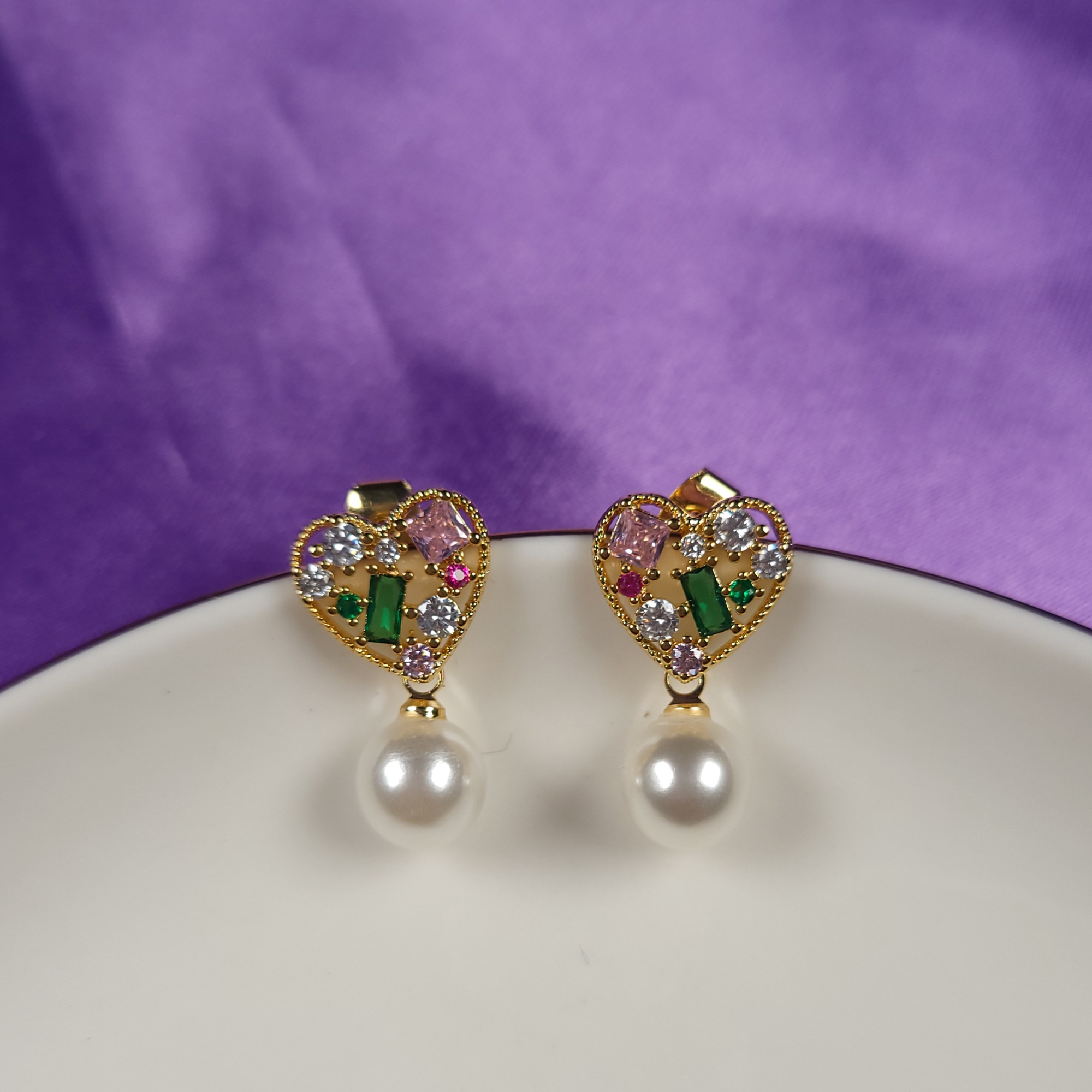 Pearls Of Korea Heart Pearl Drop Classic Earring