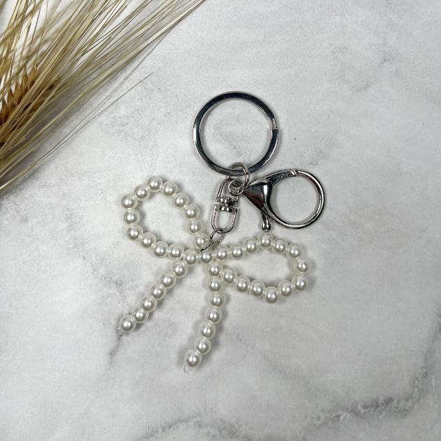 Pearl ribbon key ring